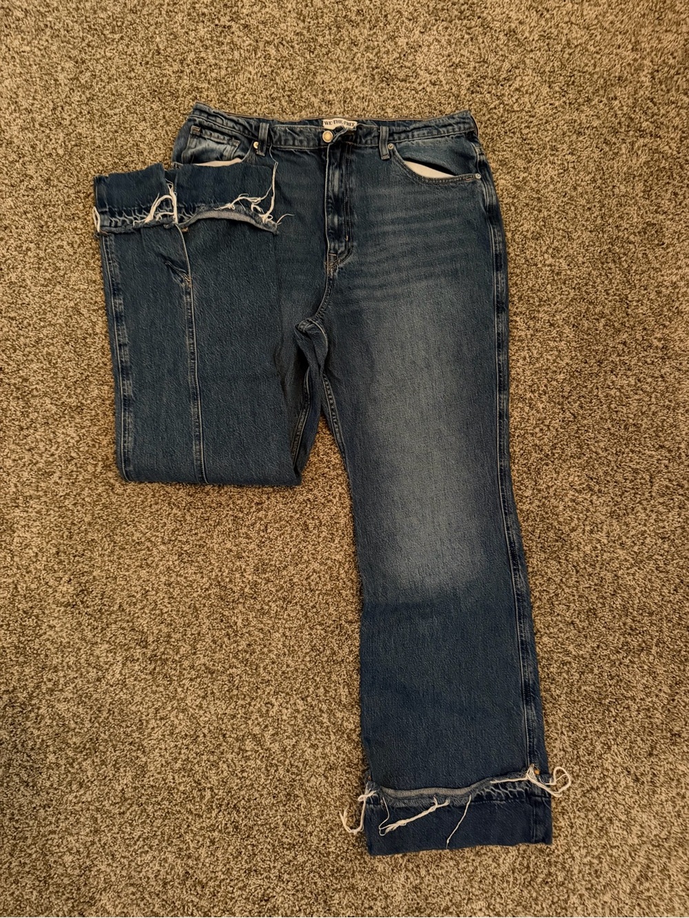 We The Free Distressed Navy Straight-Leg Jeans